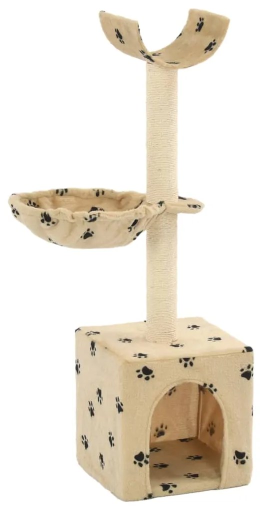 Albero Per Gatti Tiragraffi Sisal 105 Cm Zampe Stampate Beige /