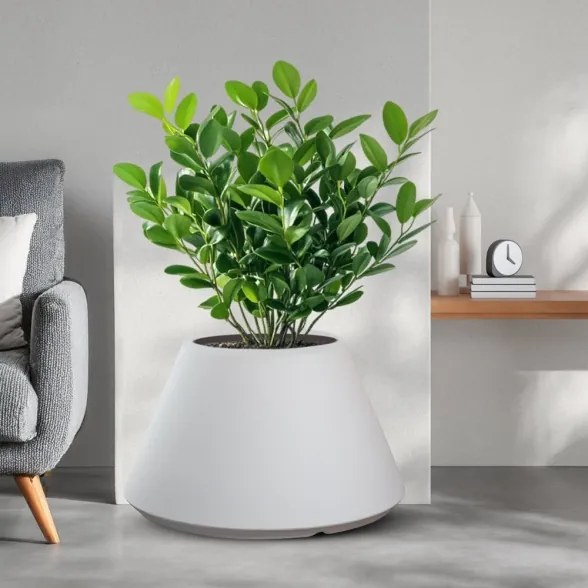 Vaso in resina da esterno interno tondo conico d.60x35h Stromboli Bianco