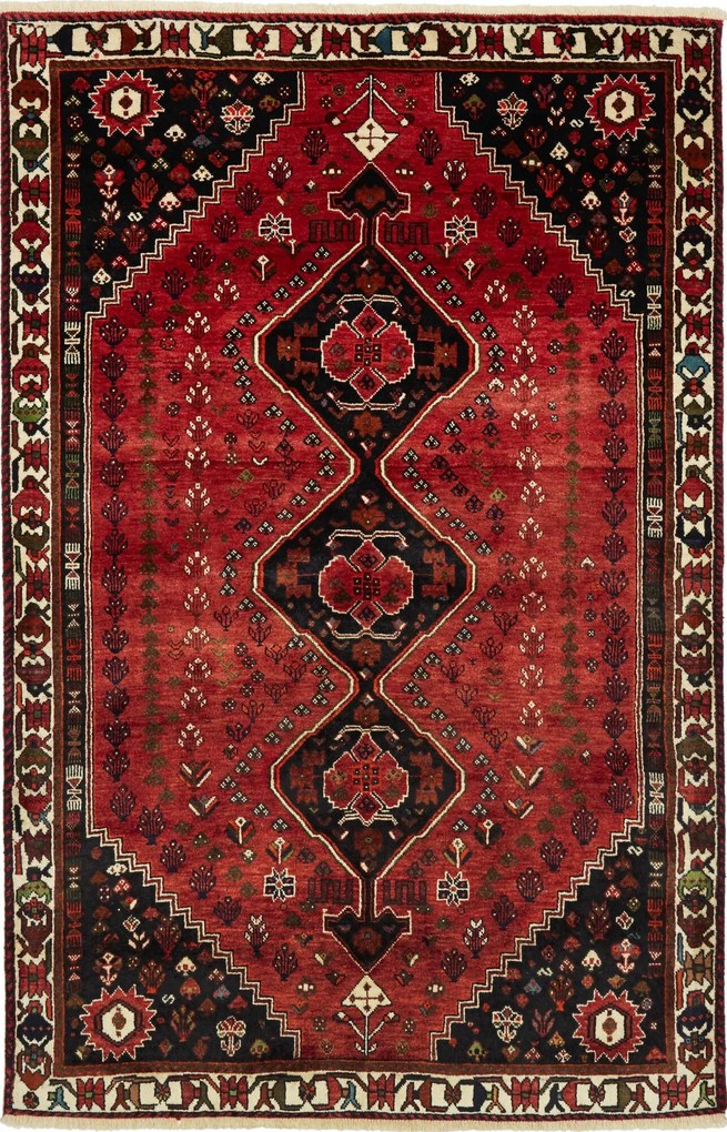 Shiraz Tappeto 250 x 160 Rosso (Iran) Annodato A Mano