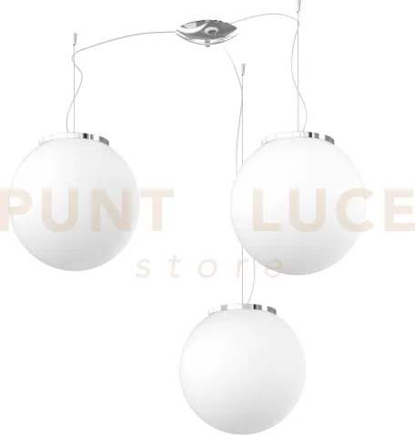 Mars sospensione spostabile montatura cromo vetro bianco d.30 cm 3 ...