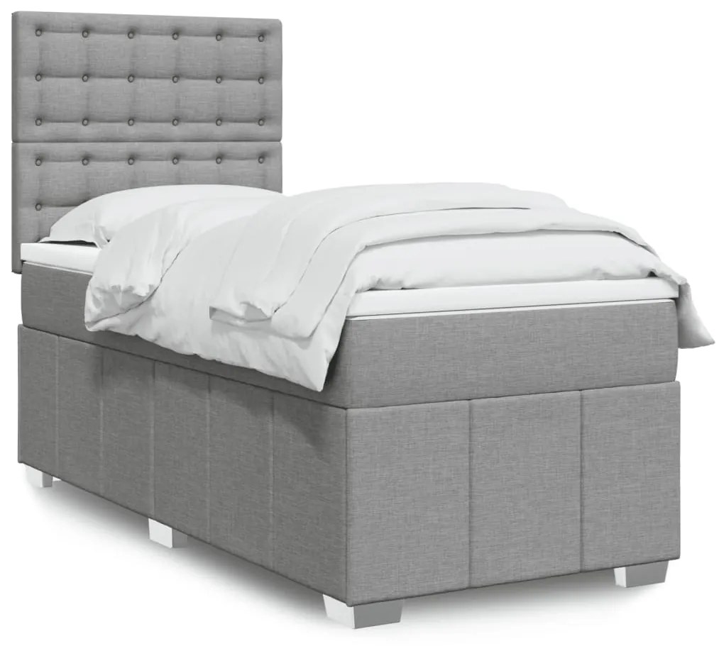 Giroletto A Molle Con Materasso Grigio Chiaro 90x190 Cm Tessuto /