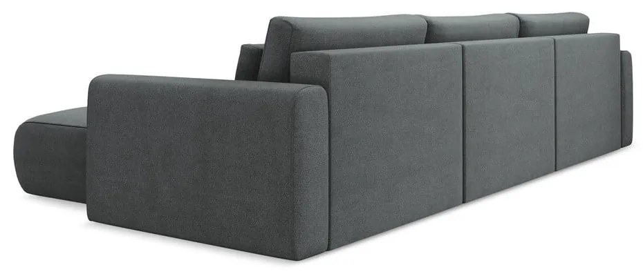 Divano angolare grigio scuro allungabile/con contenitore (a U) Kapua – Makamii