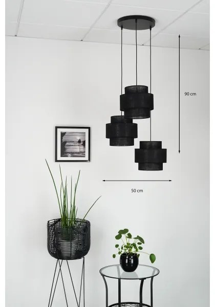 Brilagi - Lampadario a sospensione con filo SPACE YUTE 3xE27/15W/230V nero