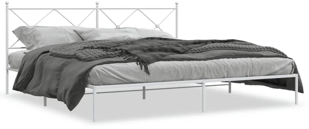 Giroletto Con Testiera Metallo Bianco 193x203 Cm /