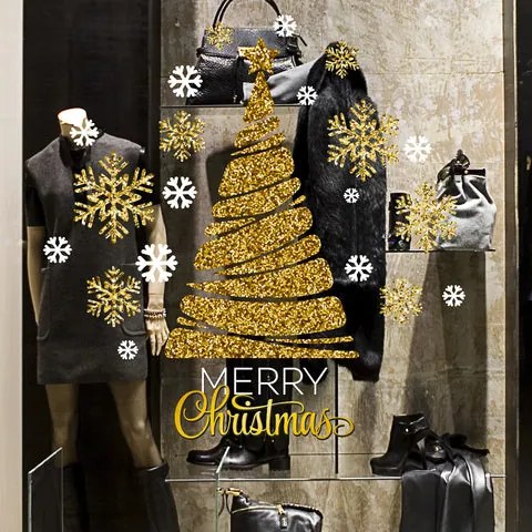 Vetrofania natalizia Golden tree