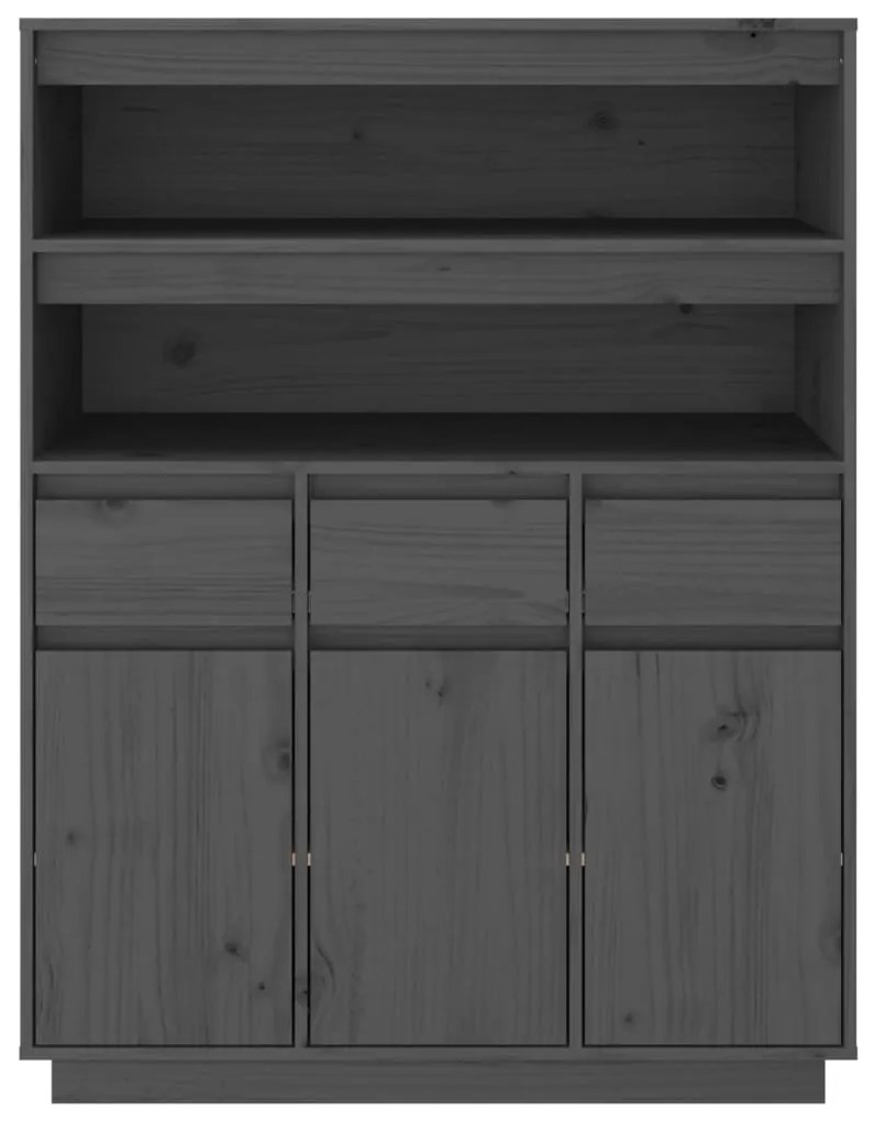 Credenza grigia 89x40x116,5 cm in legno massello di pino