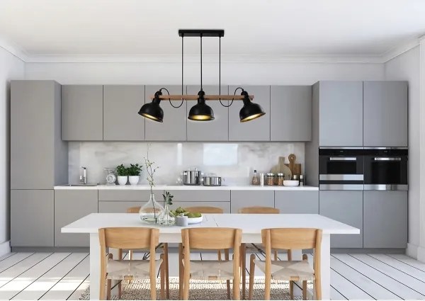 Lampadario a sospensione con filo RENO 3xE27/40W/230V nero/marrone