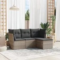 Set Divani da Giardino 4 pz con Cuscini in Polyrattan Grigio 3217540