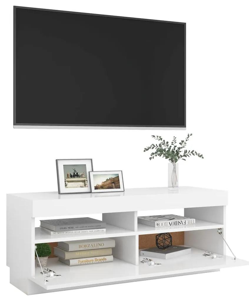 Mobile Porta TV con Luci LED Bianco 100x35x40 cm