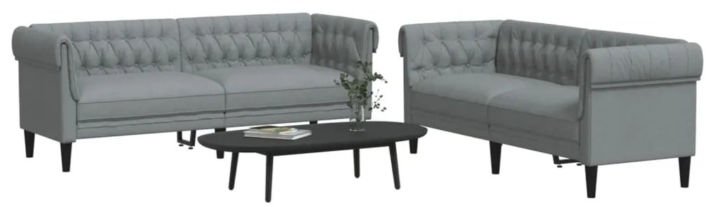 Set Di Divani 2 Pz Grigio Chiaro İn Tessuto /