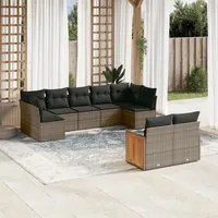 Set Divano da Giardino 9 pz con Cuscini Grigio in Polyrattan 3227971