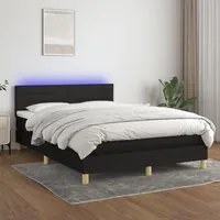 Letto a Molle con Materasso e LED Nero 140x200 cm in Tessuto 3133799