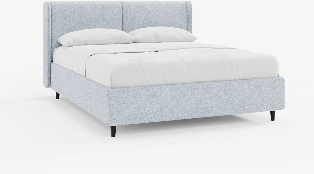 VALKIRIA letto di design con vano contenitore e testiera avvolgente - 2 cuscini imbottiti e tessuto Oeko-Tex®