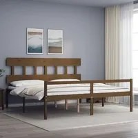 Letto per Anziani con Testiera Miele 200x200 cm Legno Massellocod mxl 117546