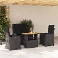 Set da Pranzo da Giardino 4 pz con Cuscini Nero in Polyrattan 3277336