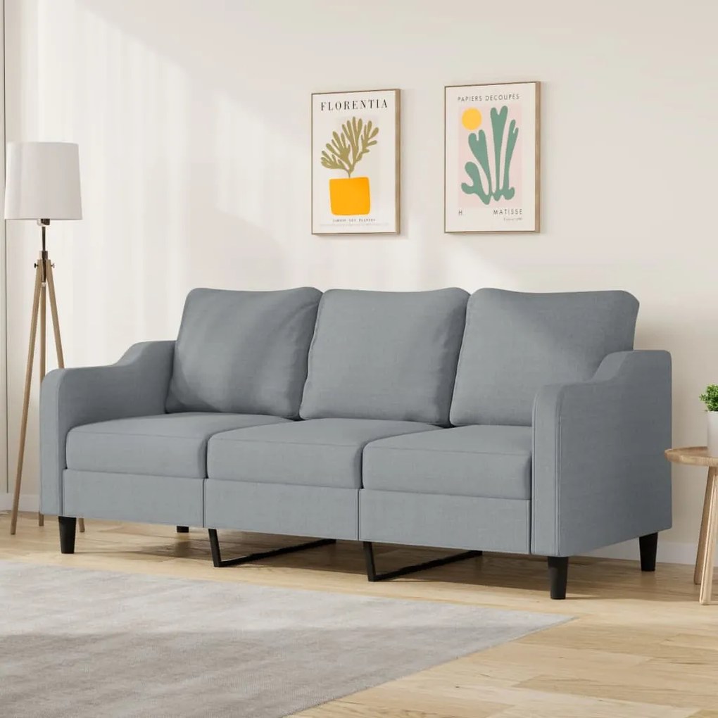 Divano A 3 Posti Grigio Chiaro 180 Cm İn Tessuto /