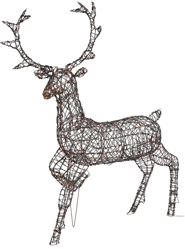 Renna natalizia in rattan marrone con LED IP44 - Glossie