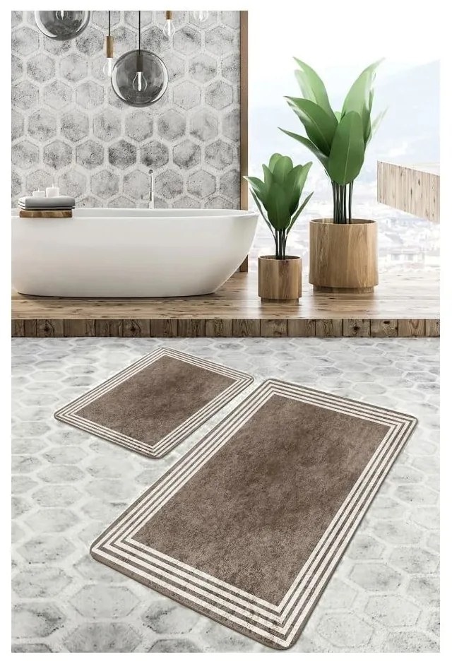 Set di tappetini per il bagno grigio tortora in velluto 2 pz 60x100 cm – Mila Home