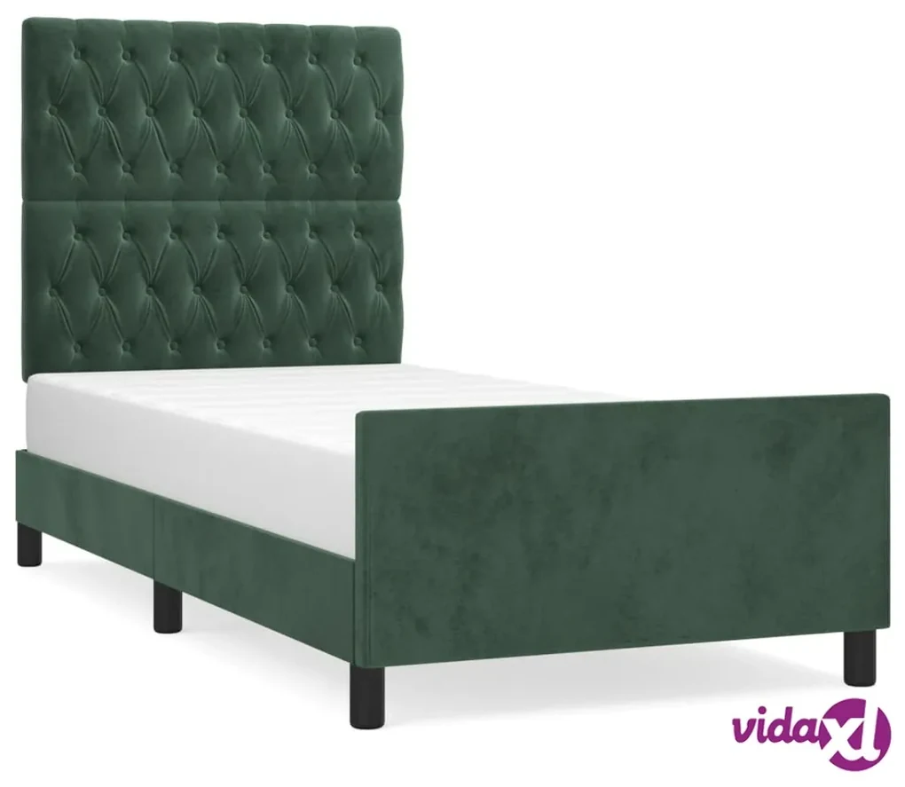 vidaXL Giroletto con Testiera Verde Scuro 90x190 cm in Velluto