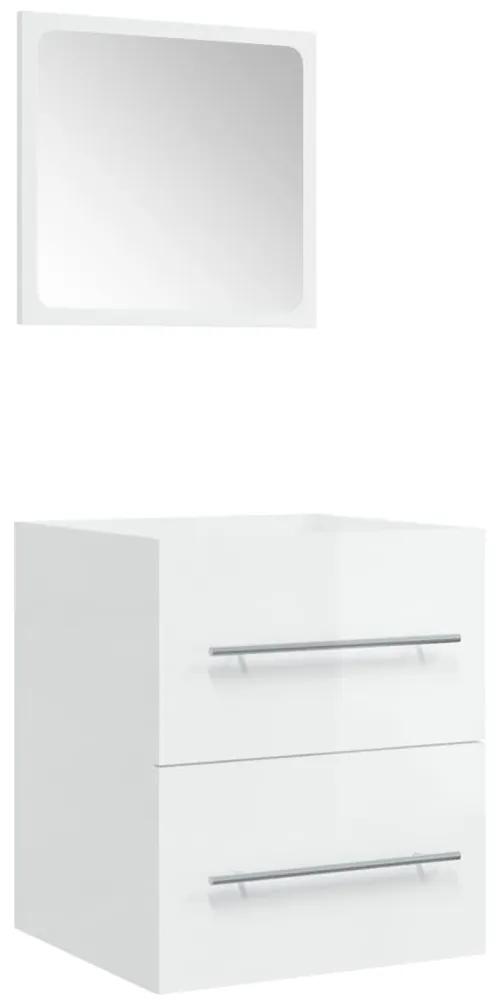 Mobile da bagno con specchio bianco lucido 41x38,5x48 cm