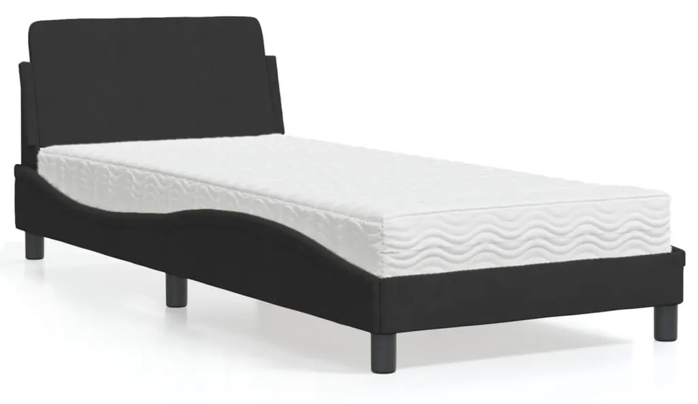 Letto Con Materasso Nero 90x190 Cm İn Velluto /