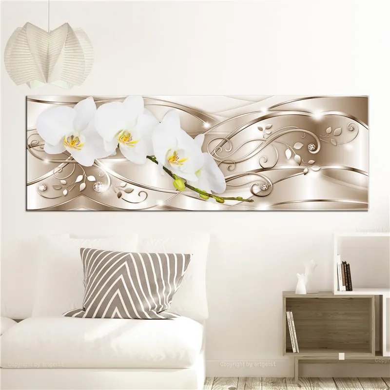 Quadro Flowering (1 Part) Narrow Beige  Colore Giallo, Dimensioni e Misure 135x45