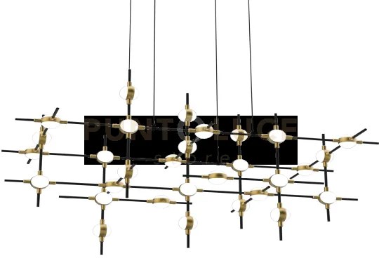 Lampada a sospensione molecular 30 lt, nera con oro, led 3000k 72w,...