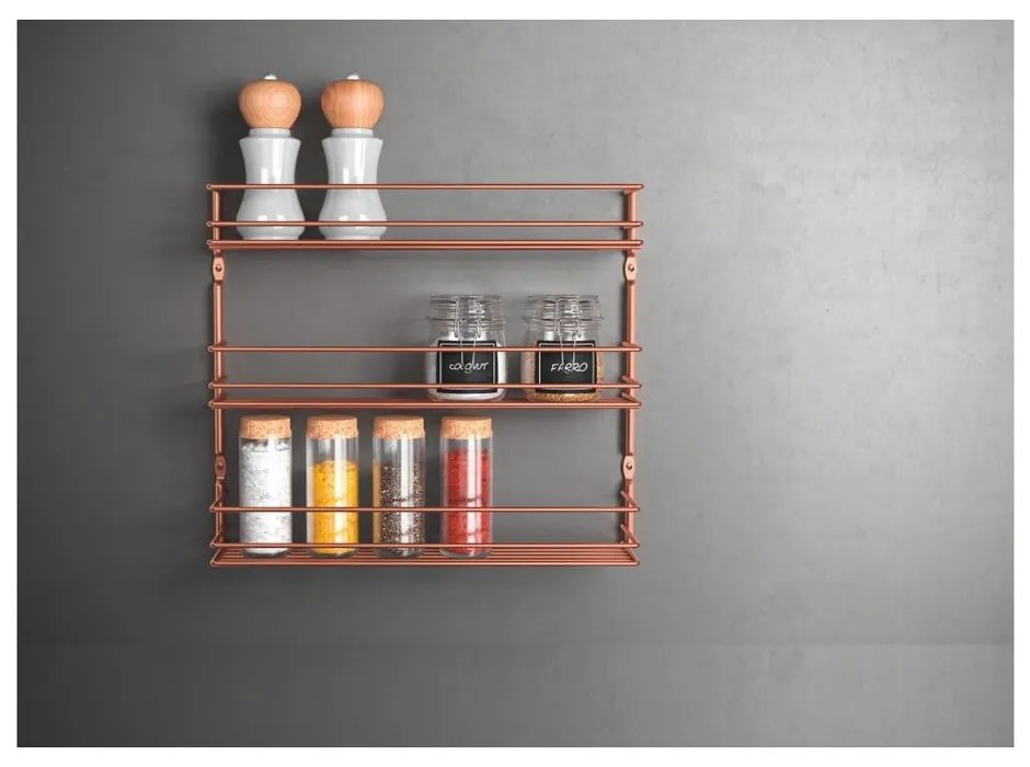 Portaspezie a parete con 3 ripiani in rame - Metaltex