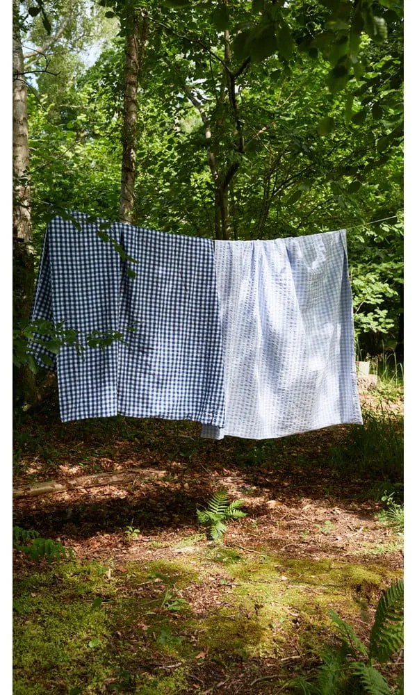 Biancheria da letto in crêpe esteso bianco e azzurro per letto singolo 140x220 cm Bæk&amp;Bølge - JUNA