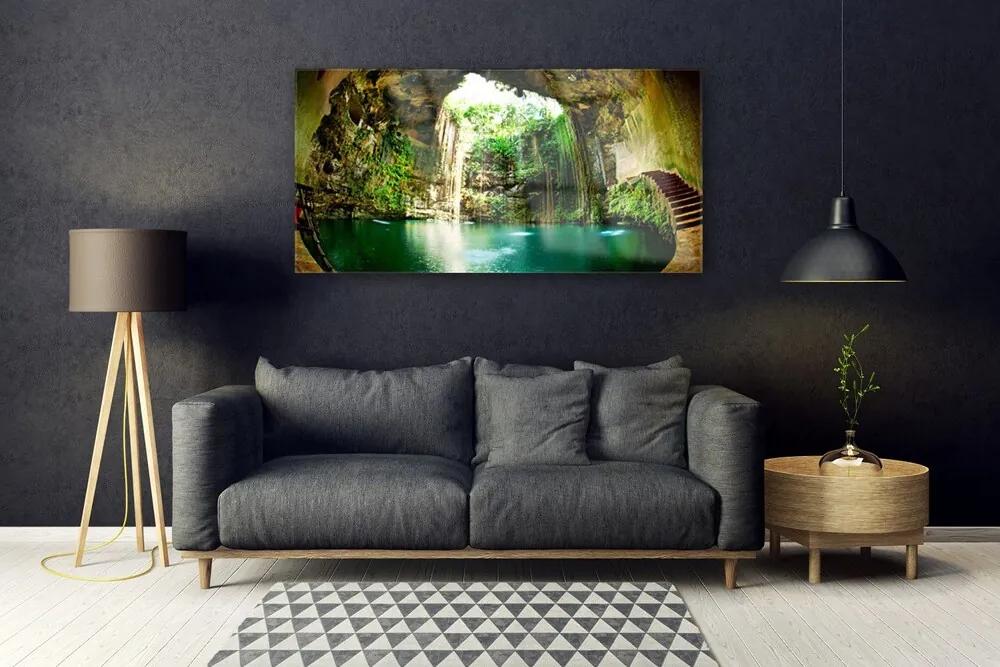 Quadro in vetro acrilico Paesaggio della cascata 100x50 cm
