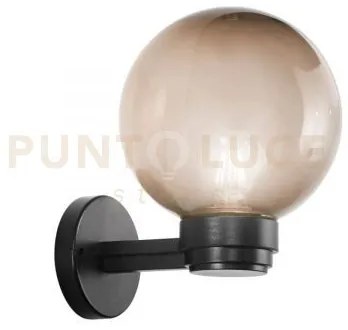 Applique polly sfera grigia montatura nera 1 luce attacco e27 ip44 ...