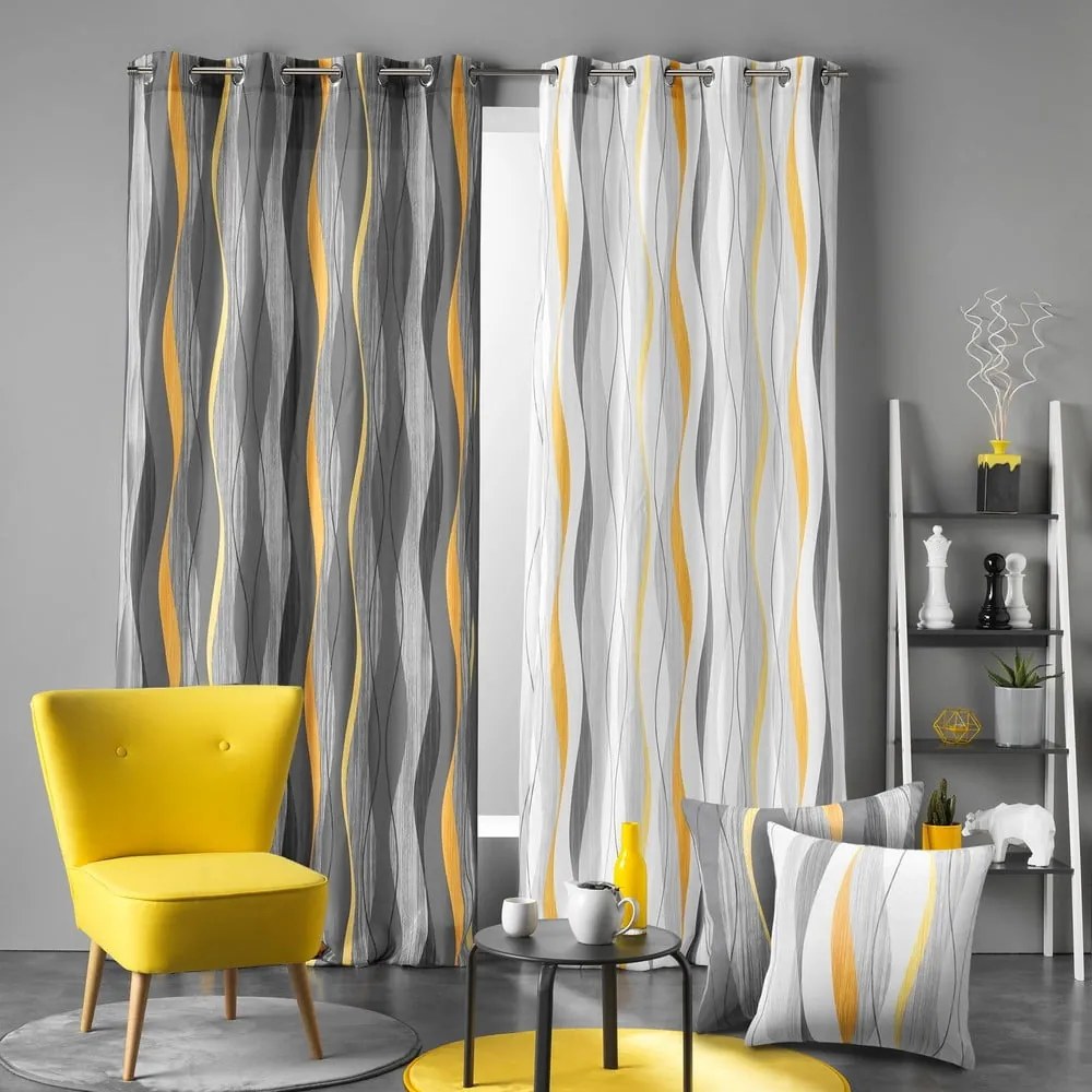 Tenda gialla e bianca 140x260 cm Ondulys – douceur d'intérieur