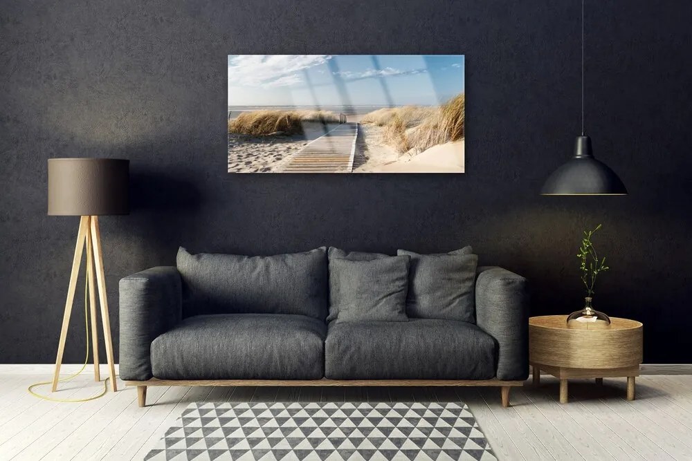 Quadro su vetro Paesaggio del sentiero della spiaggia 100x50 cm