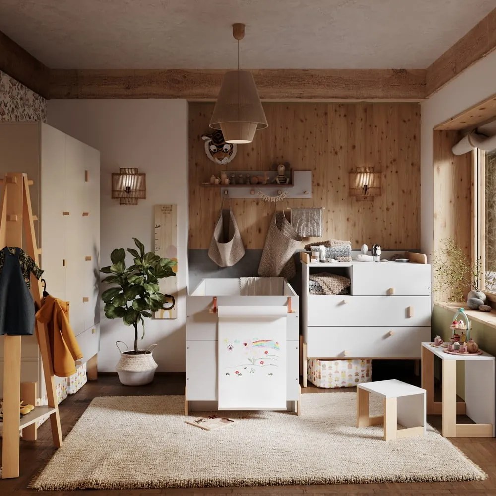 Appendiabiti da parete per bambini grigio chiaro/naturale Cube - Pinio