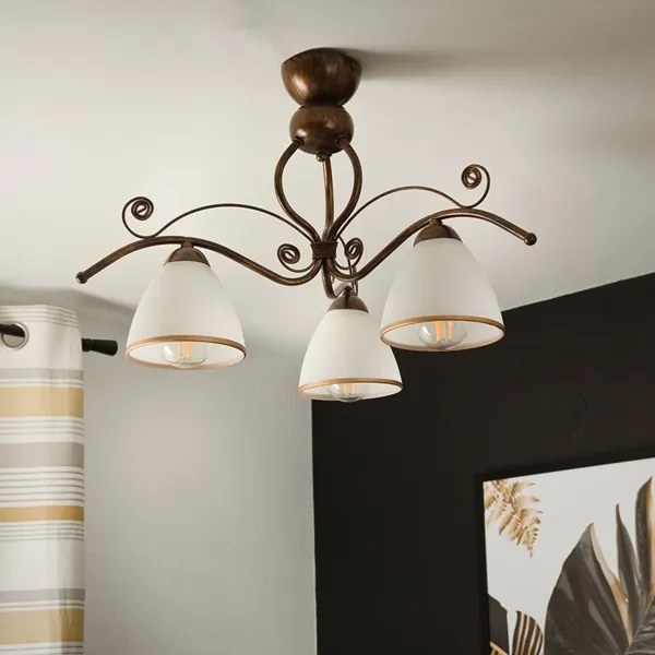Lampadario a plafone RETRO 3xE27/60W/230V patina di bronzo