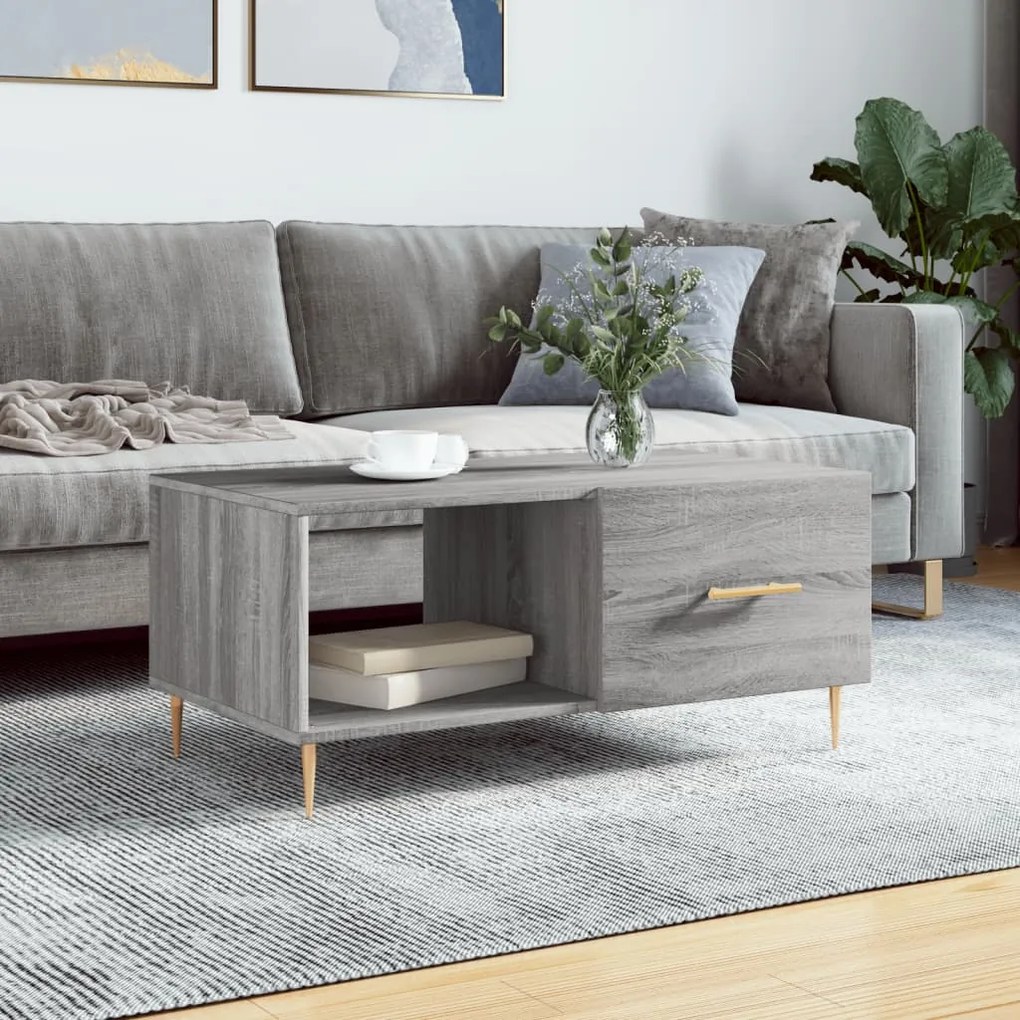 Tavolino Da Salotto Grigio Sonoma 90x50x40 Cm Legno Multistrato /