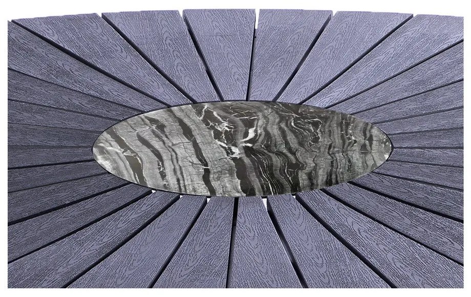 Tavolo da giardino nero con piano in legno d'arte e centro in pietra , 190 x 115 cm Marienlist - Bonami Selection