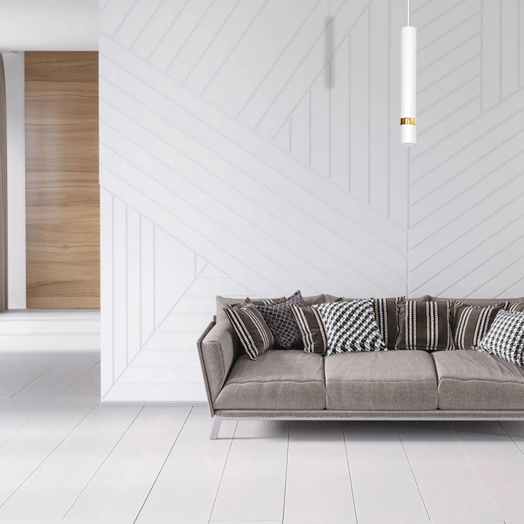 Eko-Light Lampada a sospensione Joker, bianco/oro, 1 luce