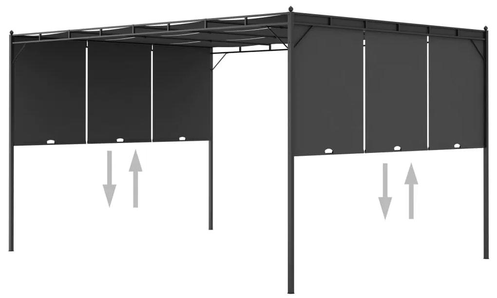 Gazebo da Giardino con Tenda Laterale 4x3x2,25 m Antracite