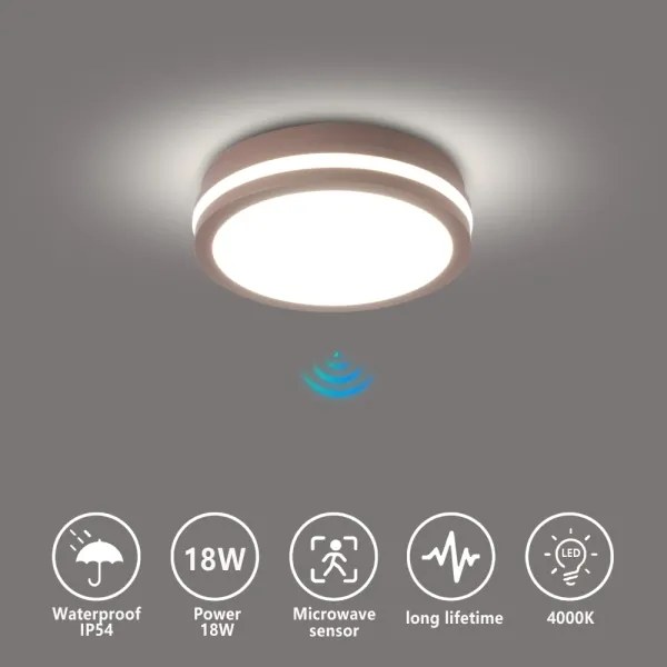 Brilagi -LED Lampada da esterno con sensore BENE LED/18W/230V diam. 21,5 cm marrone IP54
