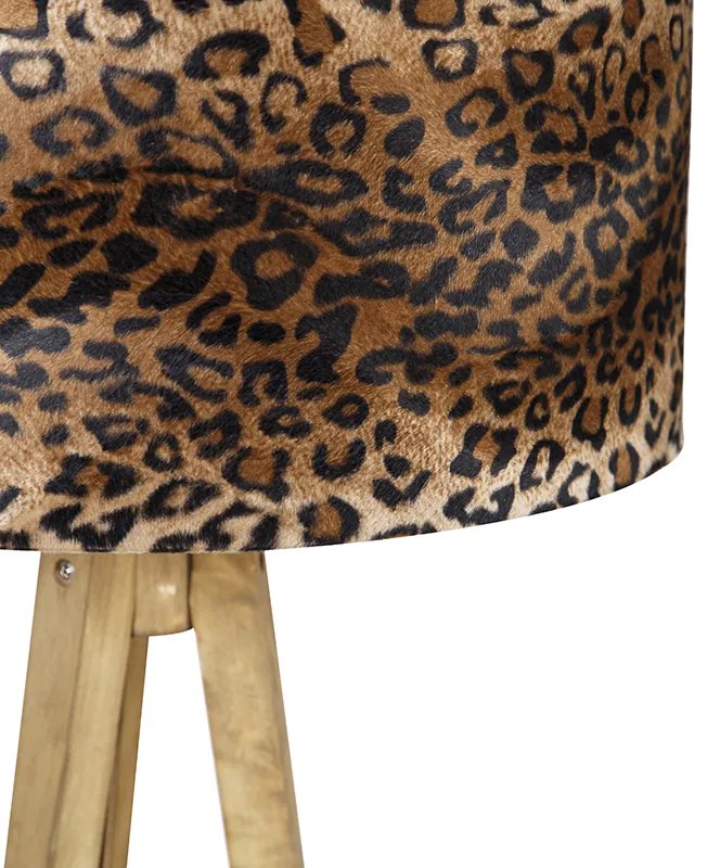 Treppiede rustico con paralume leopardato 50 cm - Tripod Classic