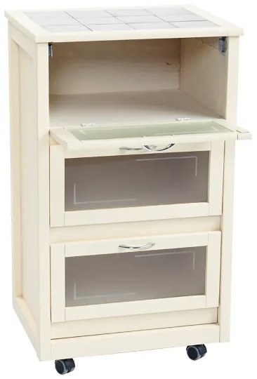Carrello Mobiletto Avorio con ante a ribalta in vetro LANDHELL