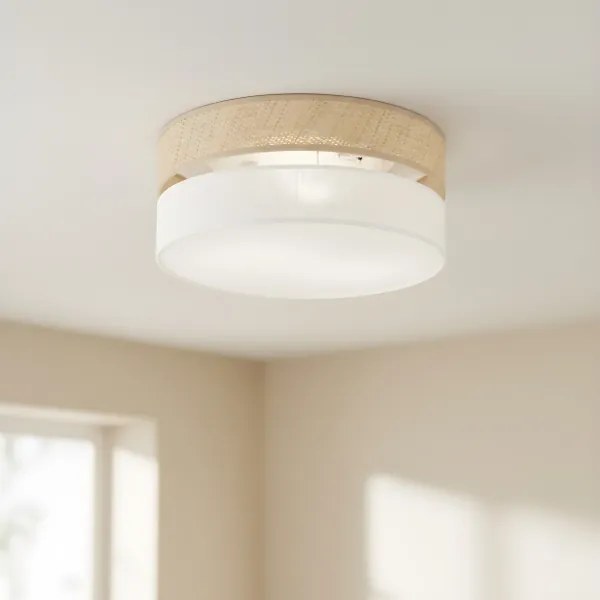 Plafoniera SIRJA DOUBLE BOHO 2xE14/15W/230V Ø 35 cm beige/bianco