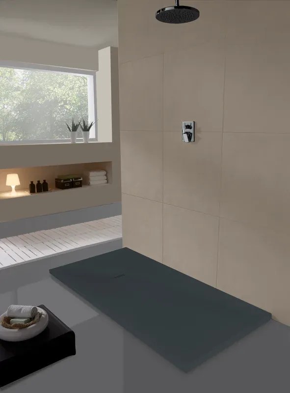 Piatto doccia MOLDCOM COMPOSITES in resina Cosmos Stone nero L 90 x L 210 x H 4 cm opaco