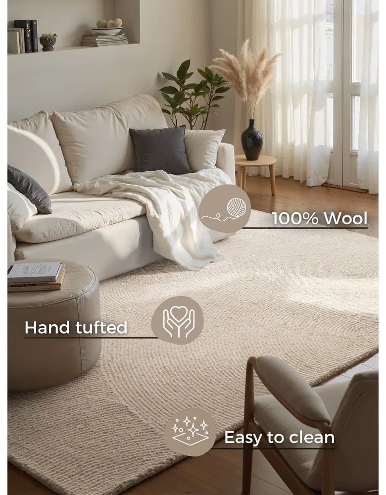 Tappeto colore naturale chiaro in lana tessuto a mano 120x180 cm Eleni Natural White – Hanse Home