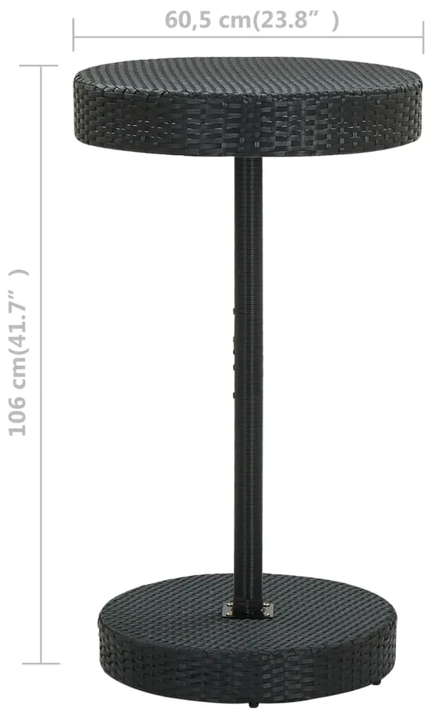 Tavolo da giardino nero 60,5x106 cm in polyrattan