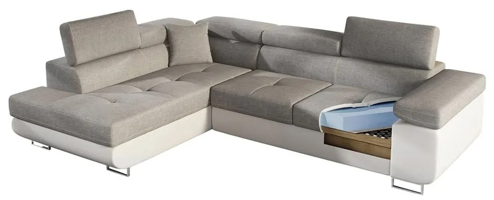 Divano angolare blu allungabile/con contenitore (con penisola a sinistra/a L) Anton – ELTAP