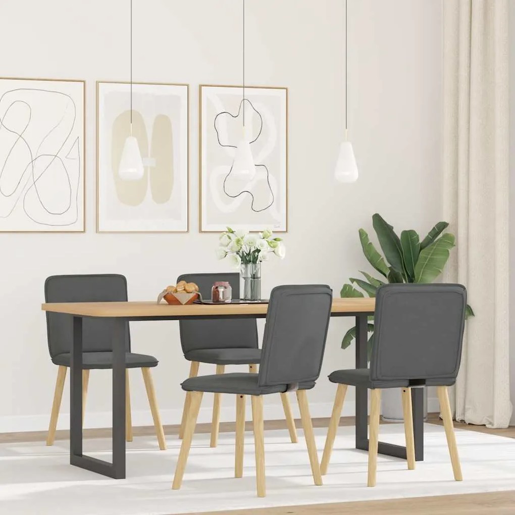 Sedie Da Pranzo 4 Pz Grigio Scuro İn Tessuto /