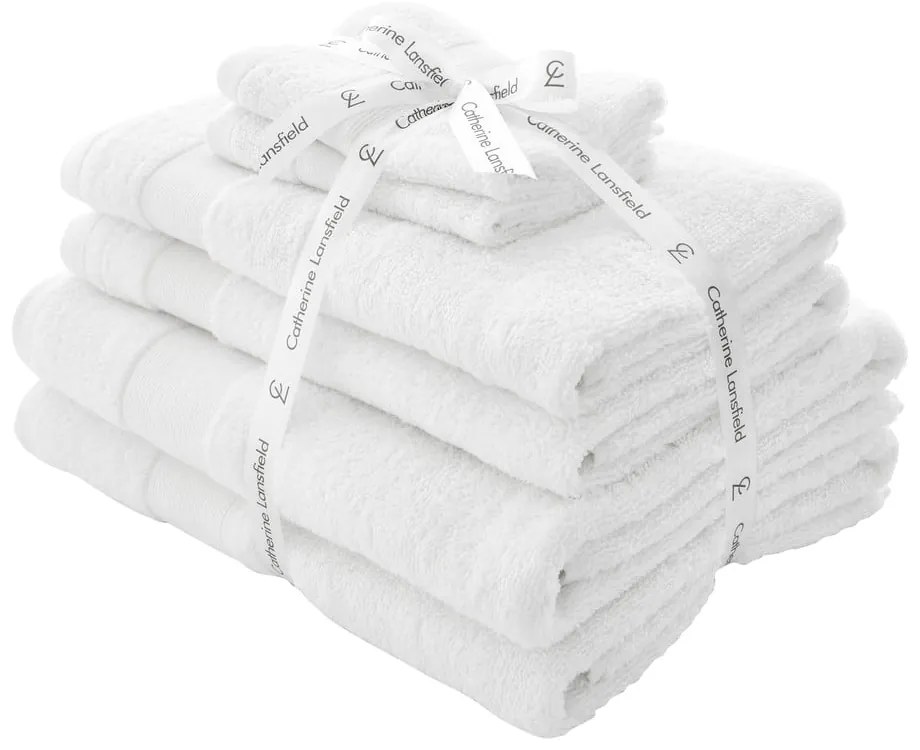 Set di asciugamani per viso e corpo tipo terry bianchi in cotone 6 pz Anti-Bacterial – Catherine Lansfield