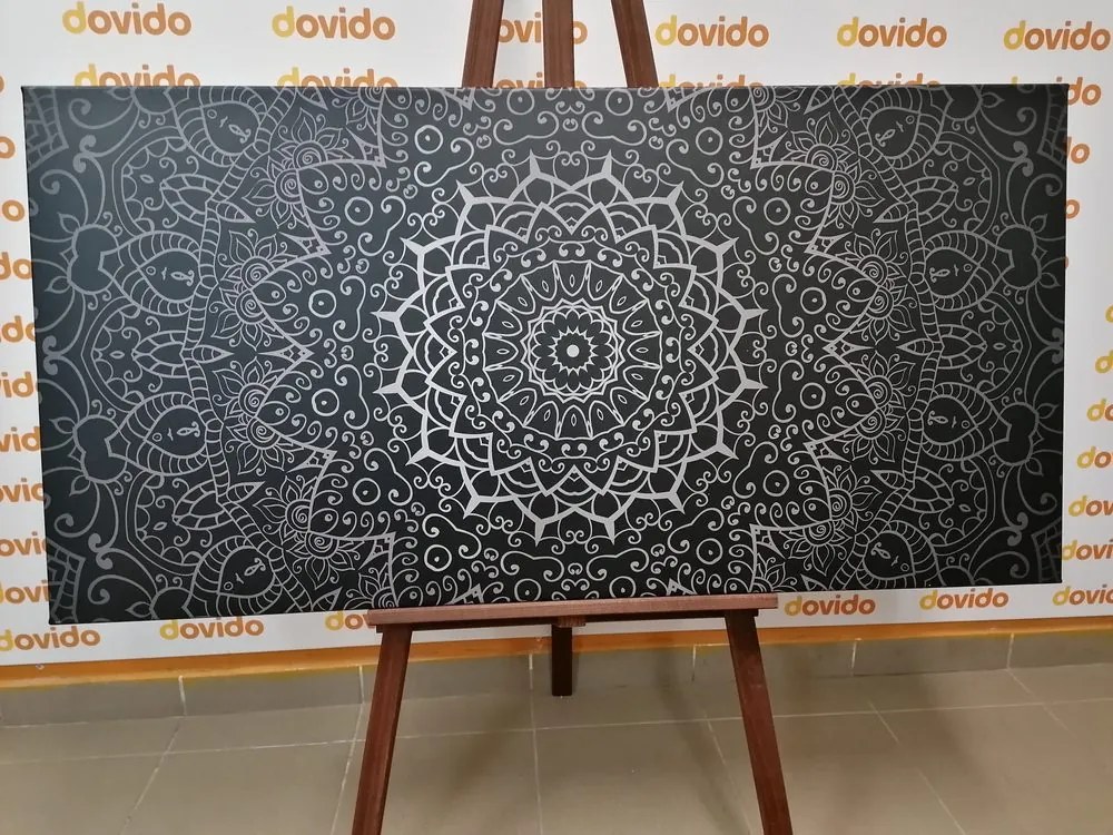 Quadro su tela – Mandala vintage in stile indiano in bianco e nero
